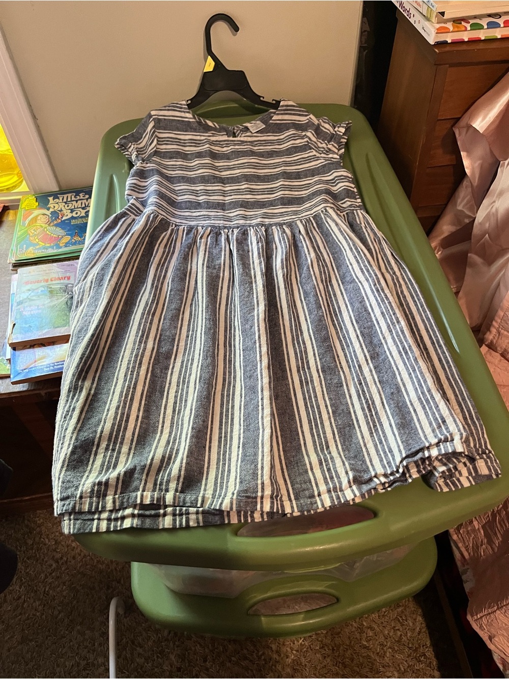 Girls' Blue and White Striped Casual Dress